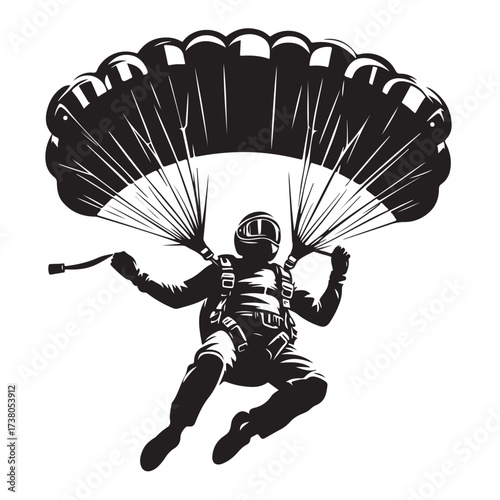 Skydiver with Parachute Silhouette