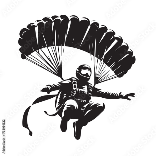 Skydiver with Parachute Silhouette