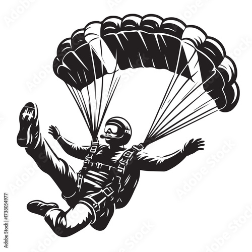 Skydiver with Parachute Silhouette