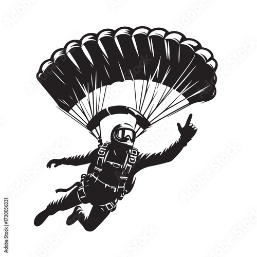 Skydiver with Parachute Silhouette