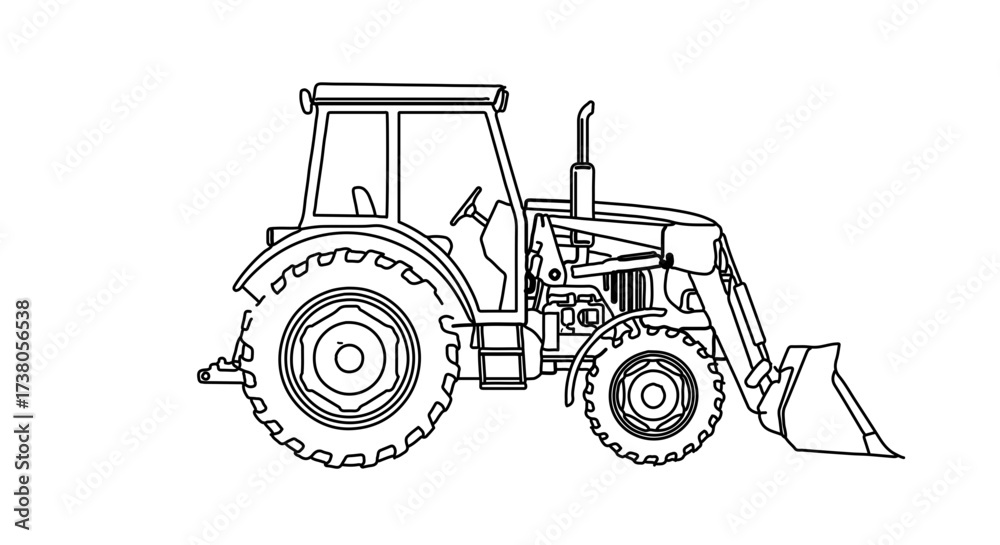 Obraz premium Illustration of a tractor, showcasing its mechanical design and agricultural purpose