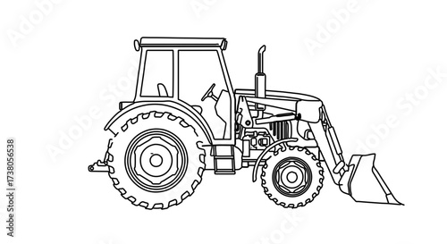Illustration of a tractor, showcasing its mechanical design and agricultural purpose
