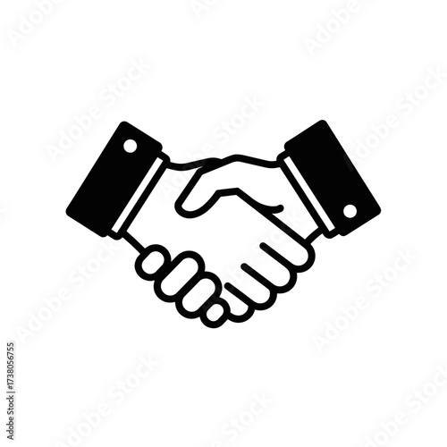 Business handshake icon symbolizes partnership and agreement, demonstrating collaboration and teamwork. Business handshake represents completion of deal,