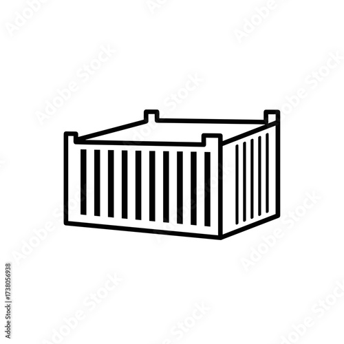 Minimalistic container silhouette, simple outline of storage box for transportation or logistics needs. This box is useful for shipping, cargo, or any kind of supply chain activity,