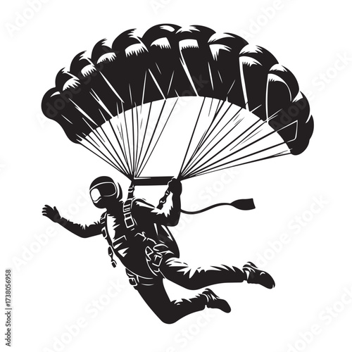 Skydiver with Parachute Silhouette