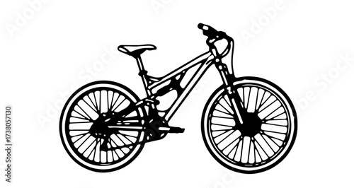 Illustration of a mountain bike, a rugged vehicle for offroad adventures