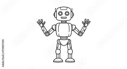Friendly cartoon robot, perfect for technology or science fiction themed projects