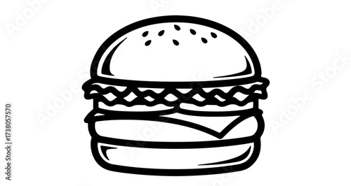 Illustration of a delicious burger with sesame seeds, perfect for menus and designs