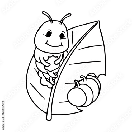 Cute Caterpillar on Leaf