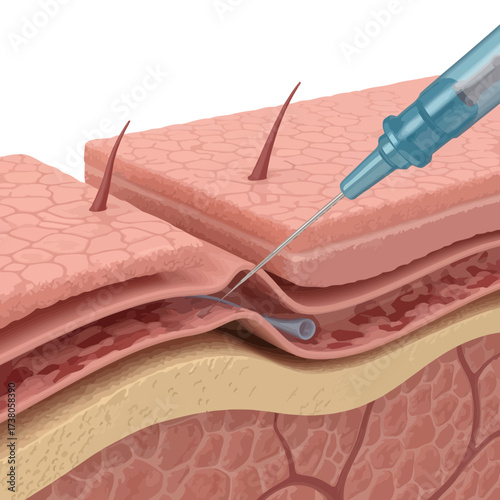 Peripheral Venipuncture Site: Skin Layers and Vein Access Simulation