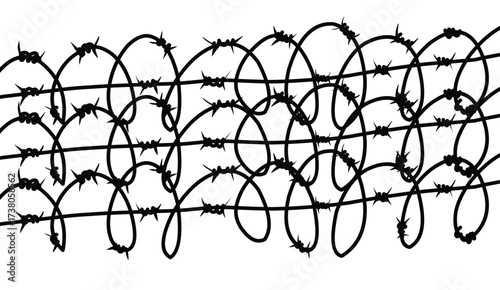 Barbed wired fence illustration design isolated background