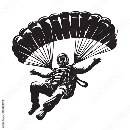 Skydiver with Parachute Silhouette