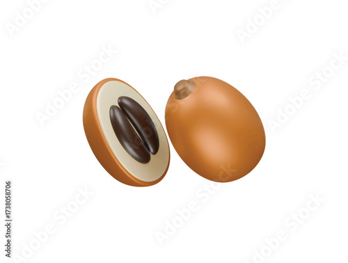 sapodilla icon 3d illustration render