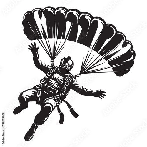 Skydiver with Parachute Silhouette