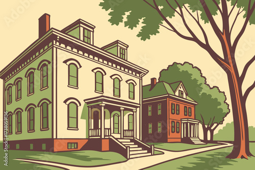 Old Town Madison in Wisconsin, 19th-century facades with leafy university town charm