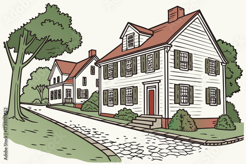 Old Town Morristown in New Jersey, preserved colonial homes with Revolutionary War heritage markers