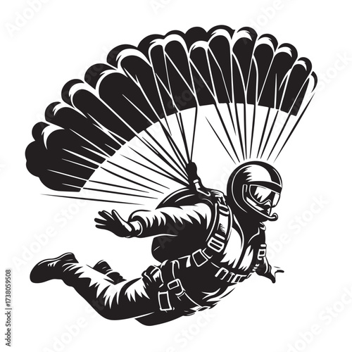 Skydiver with Parachute Silhouette