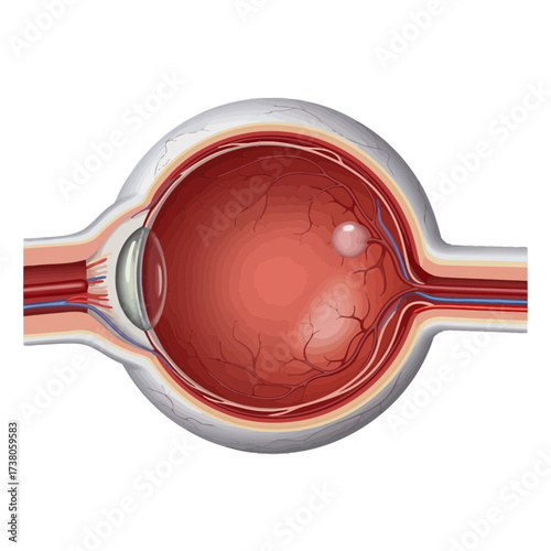 Clean Vector Diagram of Human Eye Anatomy with Detailed Cross-Section