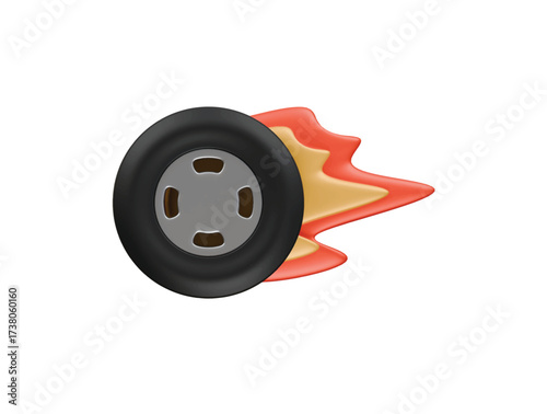 fire wheel icon 3d illustration render
