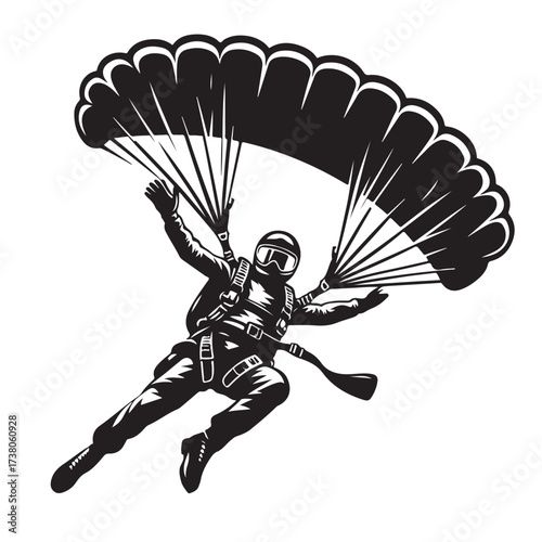 Skydiver with Parachute Silhouette