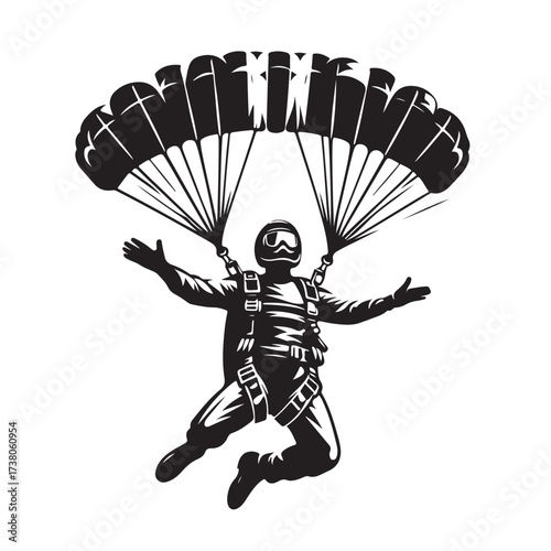 Skydiver with Parachute Silhouette