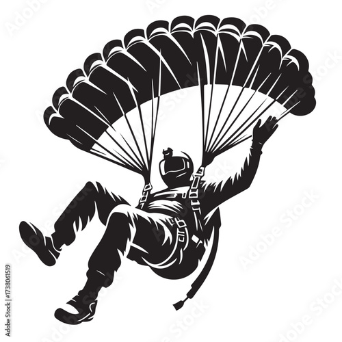 Skydiver with Parachute Silhouette
