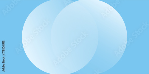 Abstract minimalist banner background, pastel colorful, blue and white gradations. Circle effect style geometric simple art