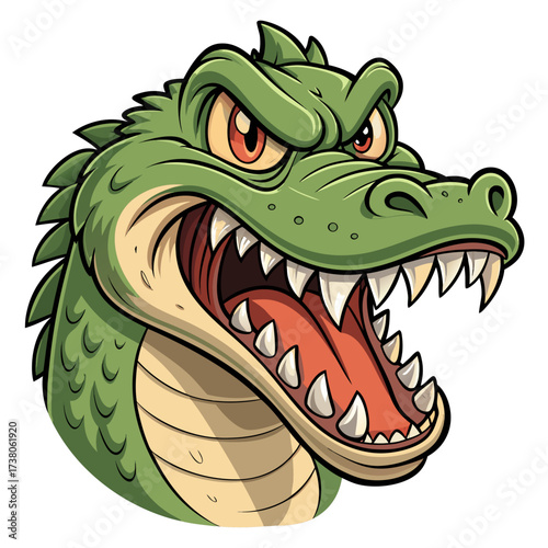 Angry Corodile Cartoon Animal Head Vector Illustration – Fierce Wild Animal Mascot Logo, SVG Clipart for Sticker or T-shirt Design