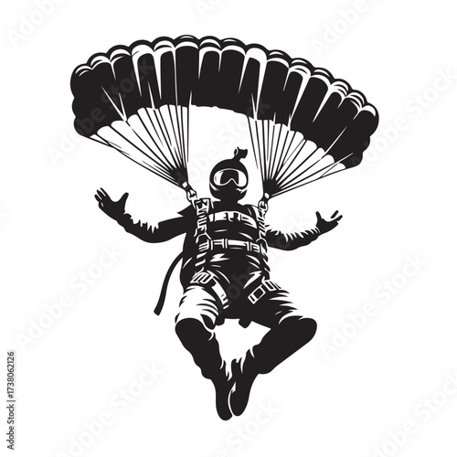 Skydiver with Parachute Silhouette