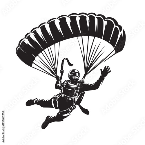 Skydiver with Parachute Silhouette