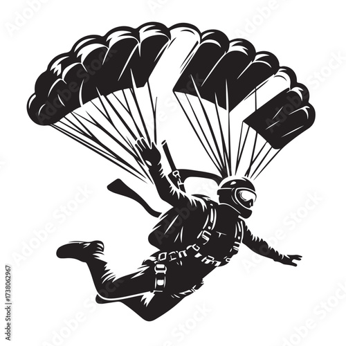Skydiver with Parachute Silhouette