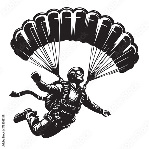 Skydiver with Parachute Silhouette