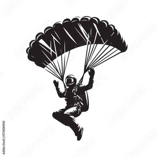 Skydiver with Parachute Silhouette