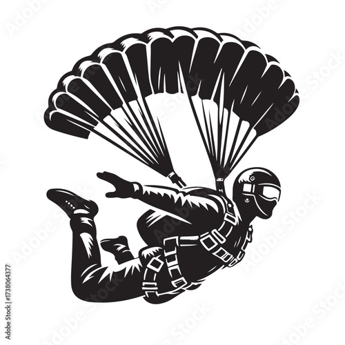 Skydiver with Parachute Silhouette
