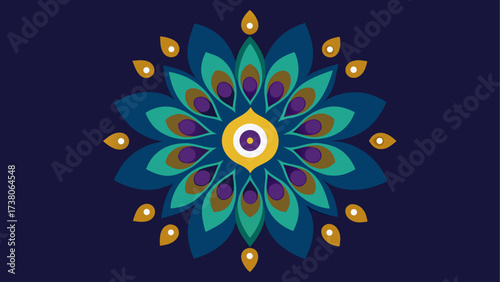 Abstract peacock feather floral design art