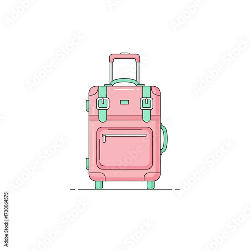 Stylish pink suitcase ready for summer travel adventures, perfect for vacation planning and packing essentials in a modern, minimalist design