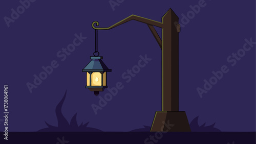 Illustration of a glowing hanging lantern