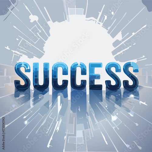 SUCCESS Digital Typography with Abstract Tech Explosion - AI Generated