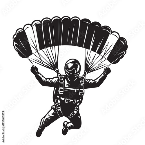 Skydiver with Parachute Silhouette