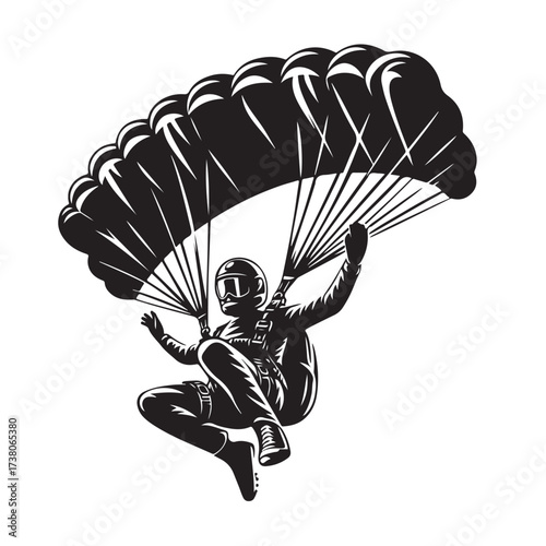 Skydiver with Parachute Silhouette