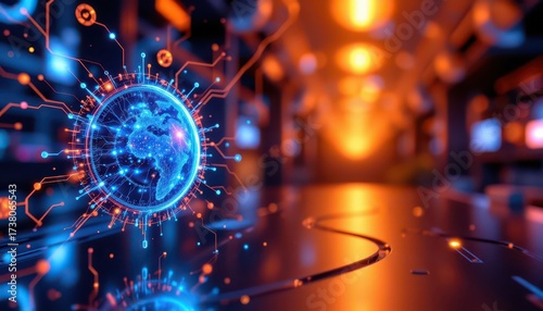 Wallpaper Mural Futuristic Globe with Digital Connectivity Hightech Environment Torontodigital.ca