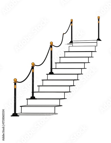 White stairs with rope barrier