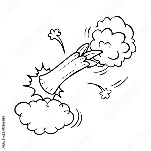 Line speed cartoon effect, boom explosive motion line element set. Comic boom burst, explosive smoke, line speed cartoon vector icon. Hand drawn sketch doodle action effect