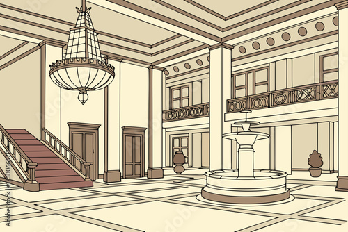 Peabody Hotel in Memphis, Tennessee, grand lobby with famous marching ducks fountain