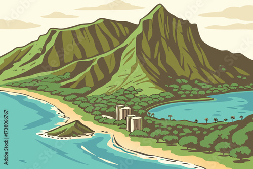 Oʻahu in Hawaii, Waikiki beaches, volcanic mountains, and Pearl Harbor history