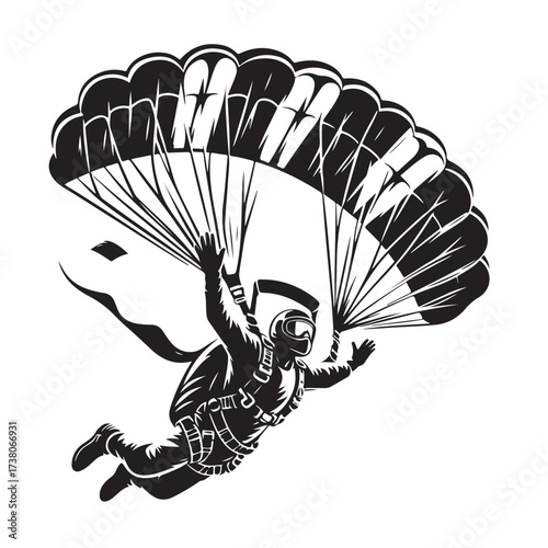 Skydiver with Parachute Silhouette