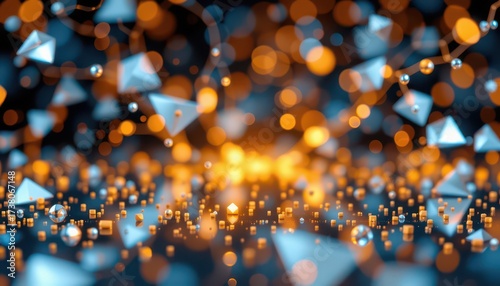 Wallpaper Mural Futuristic Abstract Scene with Geometric Shapes and Glow Torontodigital.ca