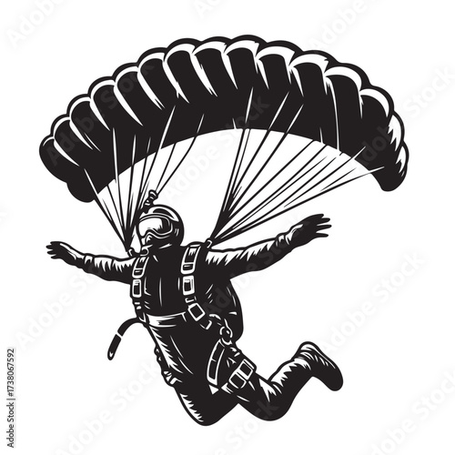 Skydiver with Parachute Silhouette