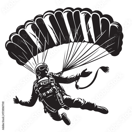 Skydiver with Parachute Silhouette
