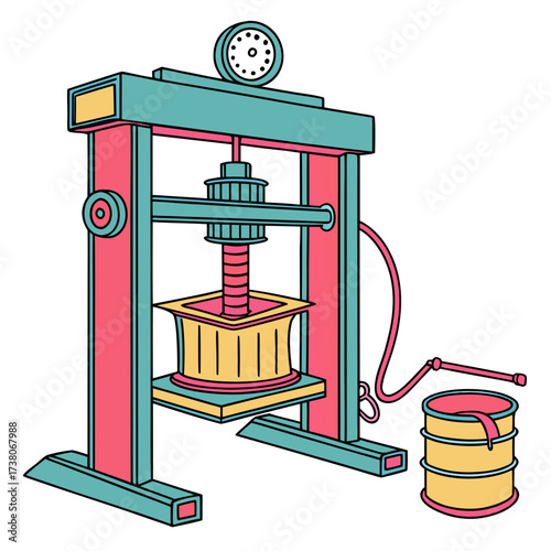 Colorful hydraulic press machine with gauge and barrel